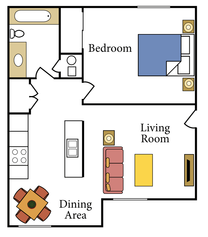 1 Bedroom Floor Plan 1